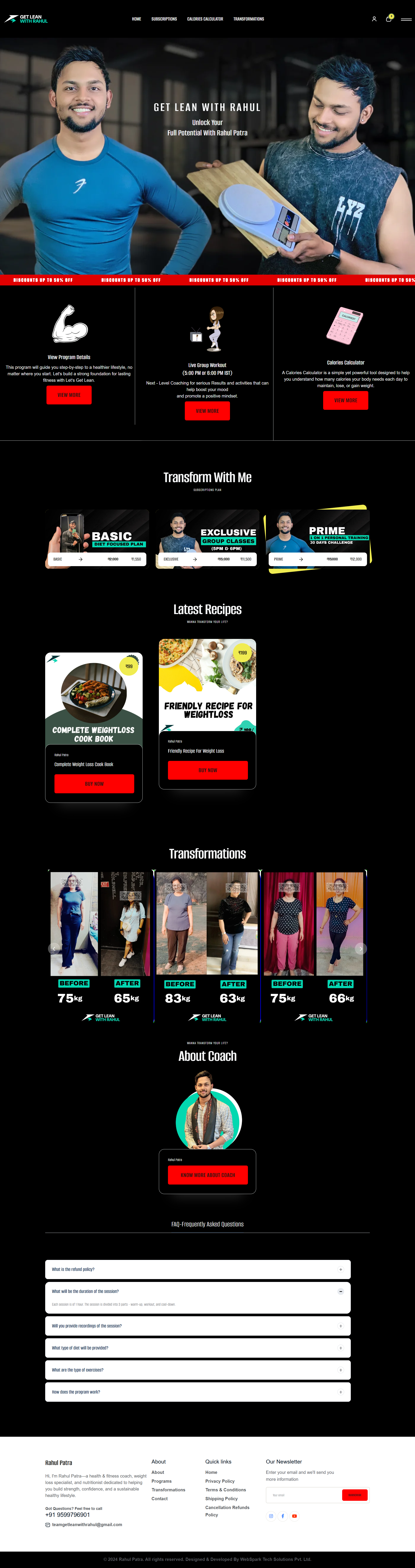 Get Lean with Rahul platform UI designed by Web Matrix Nova